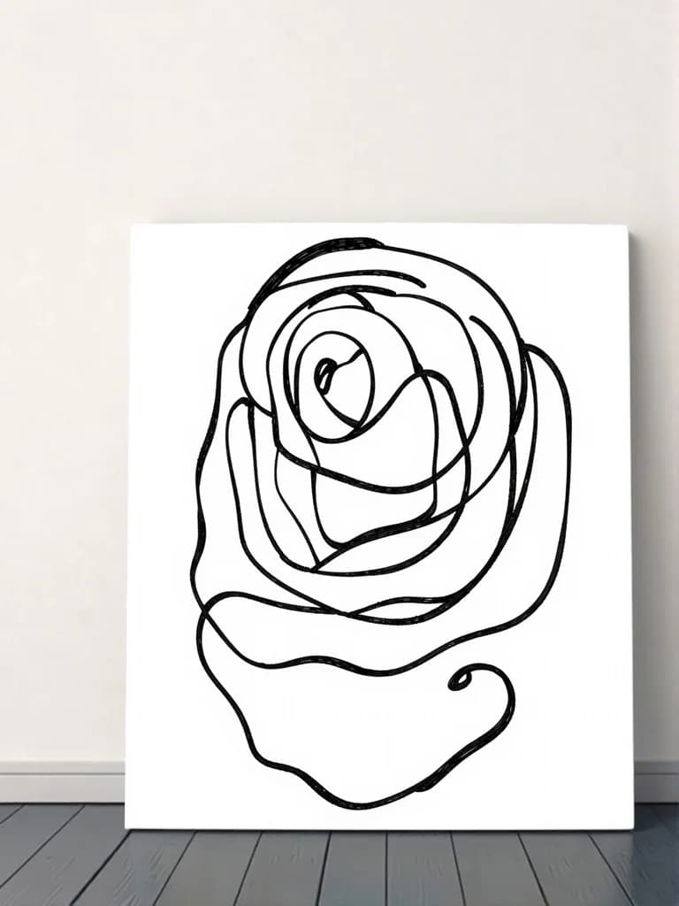 Single Line Rose Canvas Wall Art for Living Room Bedroom Home Decor