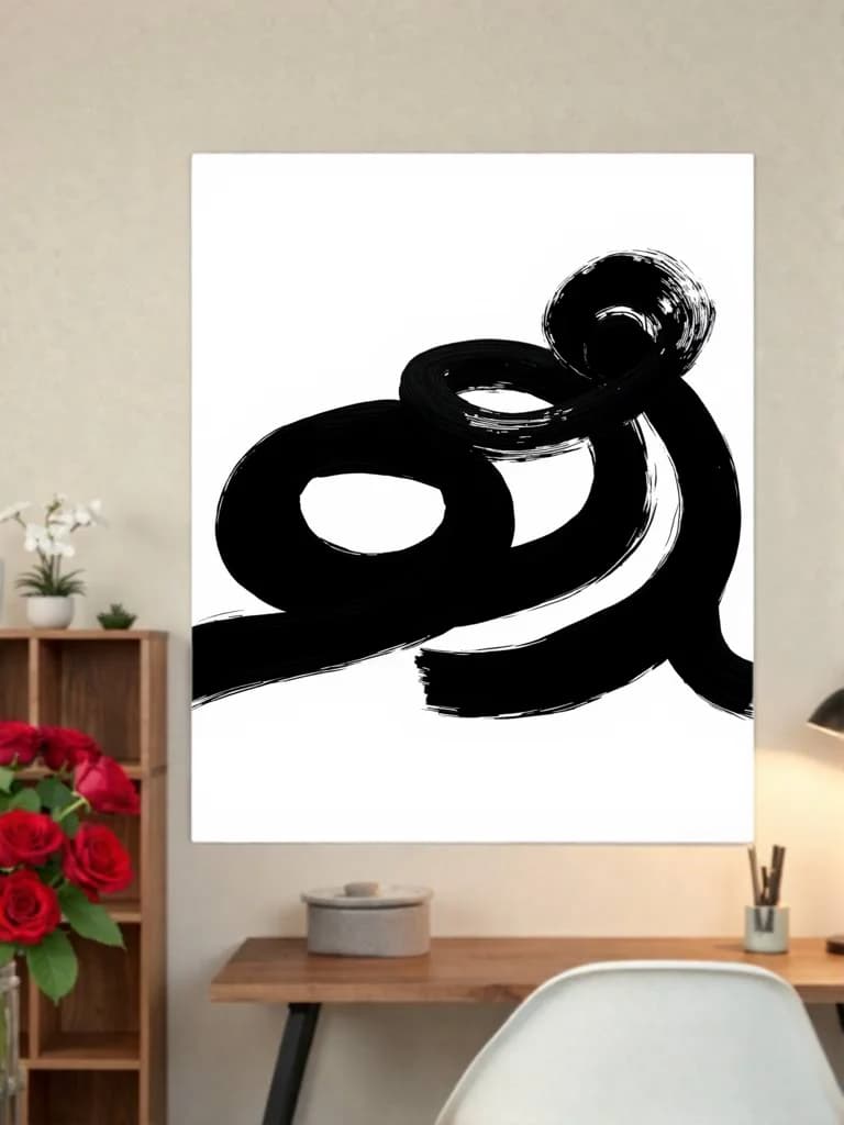 Abstract Black Brushstroke Canvas Wall Art for Living Room Home Decor