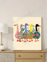 Whimsical Colorful Ducks Canvas Wall Art for Living Room Home Decor – view 4