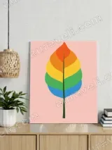 Rainbow Leaf Canvas Wall Art for Living Room Home Decor – view 3