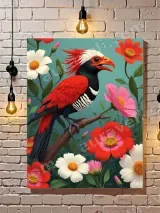 Colorful Bird Floral Canvas Wall Art for Living Room Bedroom Decor
