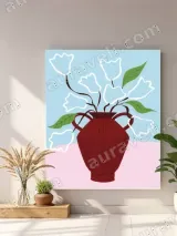 Modern Red Vase Floral Canvas Wall Art for Living Room Home Decor – view 4
