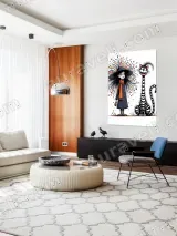 Whimsical Girl & Striped Cat Canvas Wall Art for Home Decor – view 5