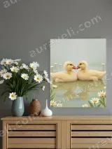 Cute Ducklings & Daisy Canvas Wall Art for Living Room Home Decor – view 2