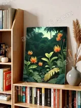 Tropical Jungle Orange Flowers Canvas Wall Art for Living Room Decor – view 4