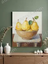 Pears in Bowl Still Life Canvas Wall Art for Living Room Home Decor