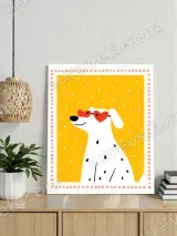 Cute Spotty Dog with Heart Glasses Canvas Wall Art for Living Room Decor – view 3