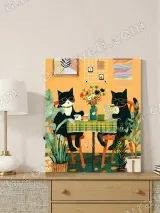 Black Cats Coffee & Newspaper Canvas Wall Art for Living Room Decor – view 3