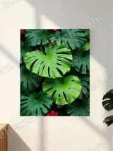 Green Tropical Monstera Leaf Canvas Wall Art for Living Room Home Decor – view 3