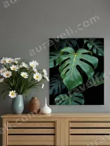 Monstera Leaf Tropical Green Canvas Wall Art for Living Room Bedroom Home Decor – view 2