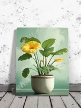 Yellow Gerbera Floral Canvas Wall Art for Living Room Home Decor