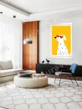 Cute Spotty Dog with Heart Glasses Canvas Wall Art for Living Room Decor – view 5