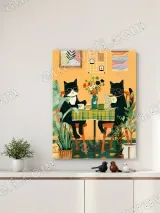 Black Cats Coffee & Newspaper Canvas Wall Art for Living Room Decor – view 4