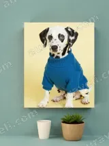 Dalmatian Dog in Blue Sweater Canvas Wall Art for Living Room Home Decor – view 2