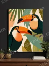 Toucan Bird Tropical Jungle Canvas Wall Art for Living Room Bedroom Home Decor