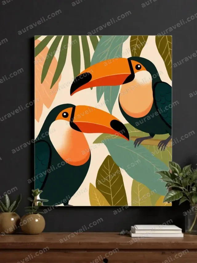 Toucan Bird Tropical Jungle Canvas Wall Art for Living Room Bedroom Home Decor — art print