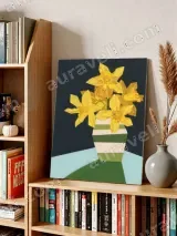 Yellow Daffodils Striped Vase Canvas Wall Art for Home Decor – view 4