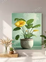 Yellow Gerbera Floral Canvas Wall Art for Living Room Home Decor – view 4