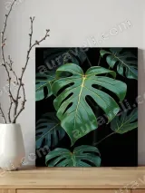 Monstera Leaf Tropical Green Canvas Wall Art for Living Room Bedroom Home Decor