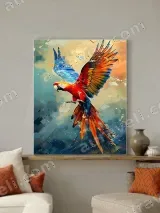Colorful Macaw Parrot Oil - Painting Canvas Wall Art for Home Decor – view 3