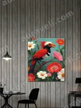 Colorful Bird Floral Canvas Wall Art for Living Room Bedroom Decor – view 3