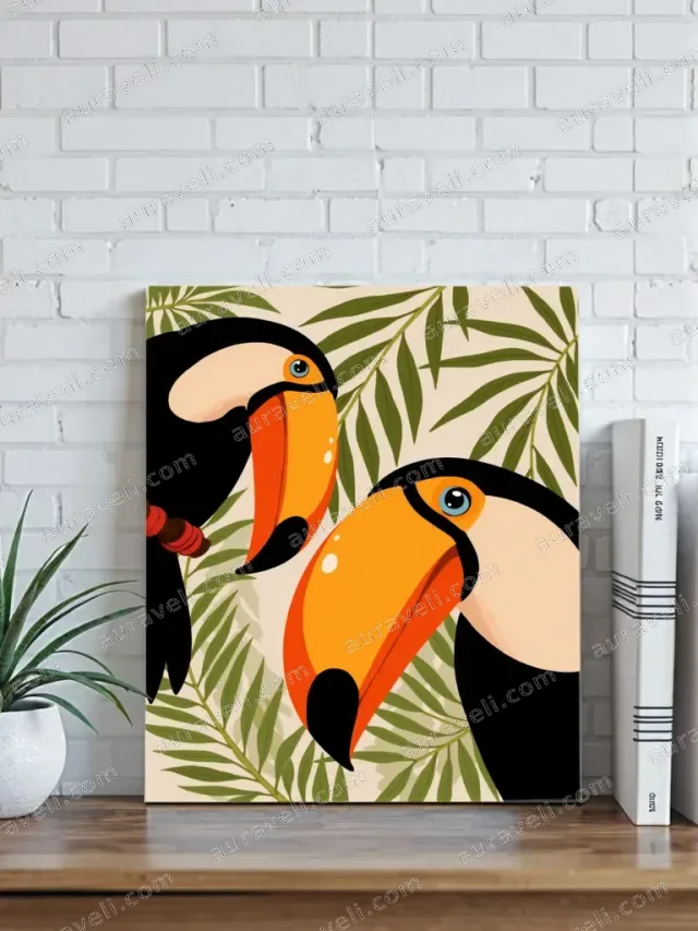 Toucan Birds Tropical Jungle Canvas Wall Art for Living Room Bedroom Home Decor — art print