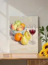 Still Life Fruit & Wine Glass Canvas Wall Art for Home Decor