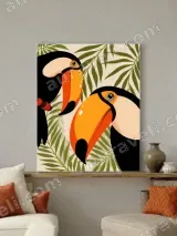 Toucan Birds Tropical Jungle Canvas Wall Art for Living Room Bedroom Home Decor – view 4