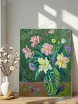 Vibrant Floral Bouquet Canvas Wall Art for Living Room Home Decor – view 5