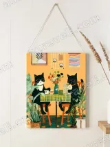 Black Cats Coffee & Newspaper Canvas Wall Art for Living Room Decor – view 2