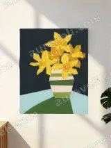 Yellow Daffodils Striped Vase Canvas Wall Art for Home Decor – view 3