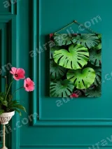 Green Tropical Monstera Leaf Canvas Wall Art for Living Room Home Decor