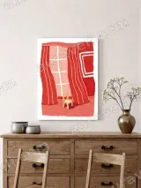 Red Curtain & Chair Interior Canvas Wall Art for Living Room Decor – view 2