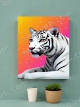 White Tiger Neon Gradient Canvas Wall Art for Home Decor – view 3