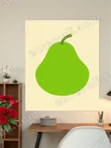Green Pear Minimalist Canvas Wall Art for Living Room Home Decor