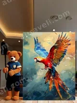 Colorful Macaw Parrot Oil - Painting Canvas Wall Art for Home Decor