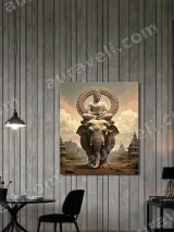 Buddha on Elephant Canvas Wall Art, Zen Oriental Temple Home Decor for Living Room Bedroom – view 2