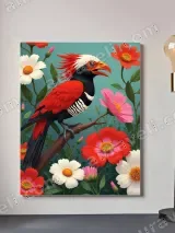 Colorful Bird Floral Canvas Wall Art for Living Room Bedroom Decor – view 2