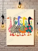 Whimsical Colorful Ducks Canvas Wall Art for Living Room Home Decor