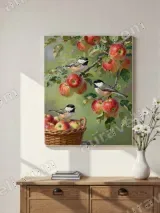Chickadees & Apples Canvas Wall Art for Living Room Bedroom Home Decor – view 2