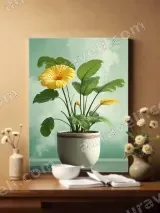 Yellow Gerbera Floral Canvas Wall Art for Living Room Home Decor – view 2