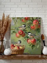Chickadees & Apples Canvas Wall Art for Living Room Bedroom Home Decor