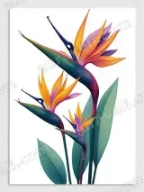 Colorful Bird of Paradise Floral Canvas Wall Art for Living Room & Bedroom Home Decor – view 3