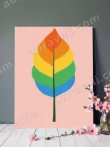 Rainbow Leaf Canvas Wall Art for Living Room Home Decor
