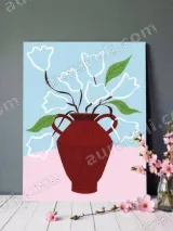 Modern Red Vase Floral Canvas Wall Art for Living Room Home Decor – view 2