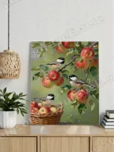 Chickadees & Apples Canvas Wall Art for Living Room Bedroom Home Decor – view 4
