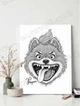 Mad Cartoon Dog Canvas Wall Art for Living Room Decor