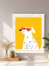 Cute Spotty Dog with Heart Glasses Canvas Wall Art for Living Room Decor – view 4