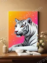 White Tiger Neon Gradient Canvas Wall Art for Home Decor – view 2