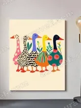 Whimsical Colorful Ducks Canvas Wall Art for Living Room Home Decor – view 2